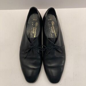 Vtg‎ Bally Mens 12D Black Leather Continentals Hover Switzerland Unlined Lace Up